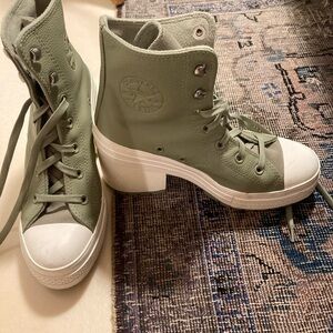 Converse Sage Green Platform Sneakers